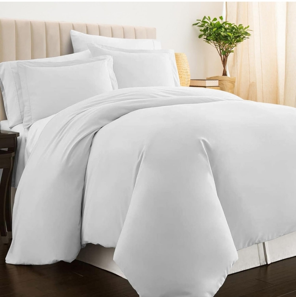 Pizuna Pure 100% Cotton King Duvet Cover with Shams, Luxurious 400 Thread Count